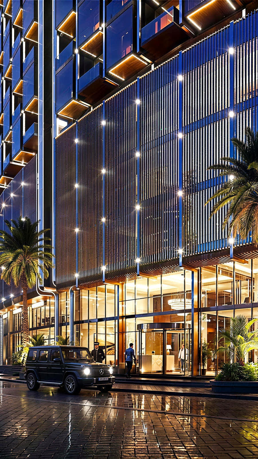 Al Jaddaf bei Nacht — Anbindung Richtung Downtown Dubai