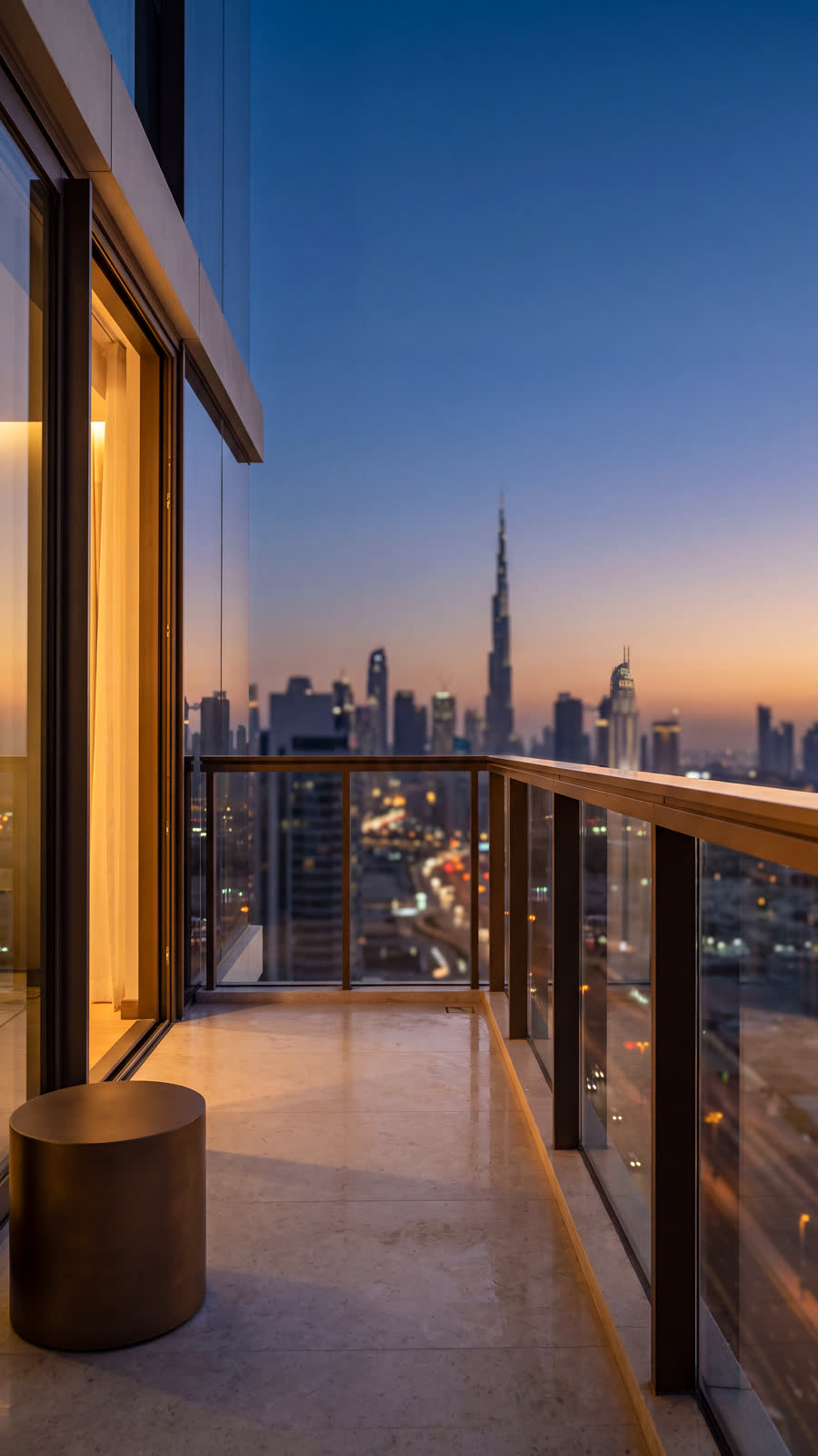 Durchgehender Balkon mit Blick über die Stadt